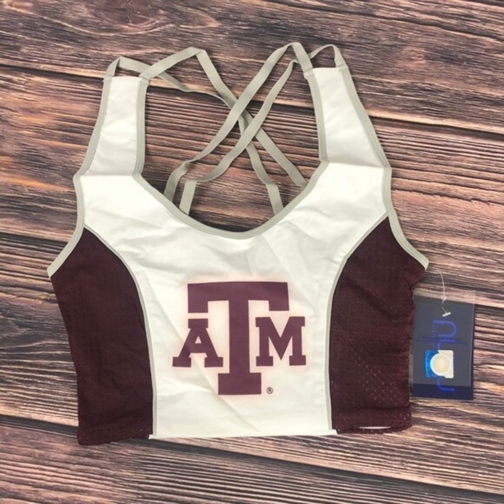 NUYU Texas A&M Aggies University Cropped Tank Top Sports Bra‎ NEW Womens Medium